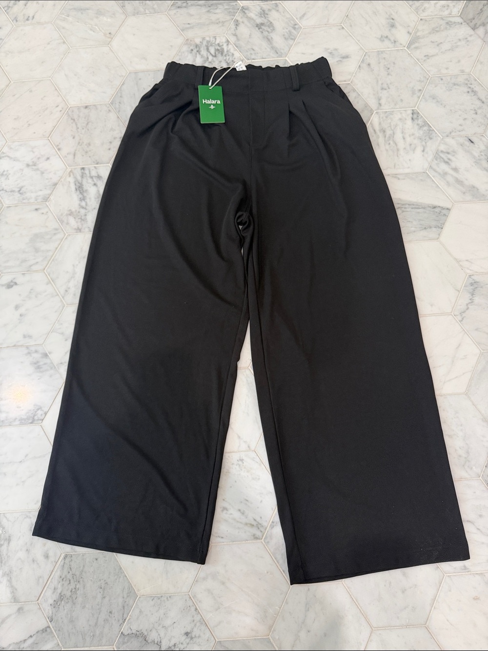 HALARA women's Black Wide-Leg Chinos